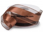 Brown satin ribbon with sheer edge