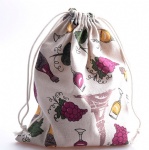 Custom order logo printed natural cotton drawstring bags