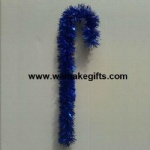 Blue Tinsel Candy Cane