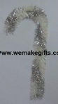 Silver/White Mixed Color Tinsel Candy Cane