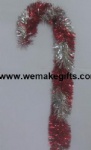 Red/Silver Mixed Color Tinsel Candy Cane